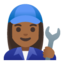 woman mechanic: medium-dark skin tone