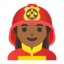 woman firefighter: medium-dark skin tone