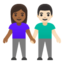 woman and man holding hands: medium-dark skin tone, light skin tone