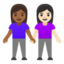 women holding hands: medium-dark skin tone, light skin tone