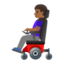 woman in motorized wheelchair: medium-dark skin tone