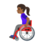 woman in manual wheelchair: medium-dark skin tone