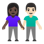 woman and man holding hands: dark skin tone, light skin tone