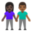 woman and man holding hands: dark skin tone, medium-dark skin tone