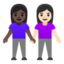 women holding hands: dark skin tone, light skin tone