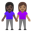 women holding hands: dark skin tone, medium skin tone