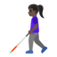 woman with white cane: dark skin tone