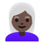 woman: dark skin tone, white hair