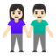 woman and man holding hands: light skin tone