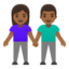 woman and man holding hands: medium-dark skin tone