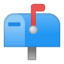 closed mailbox with raised flag