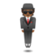 person in suit levitating: medium-dark skin tone