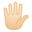 hand with fingers splayed: light skin tone