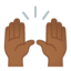 raising hands: medium-dark skin tone