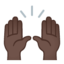 raising hands: dark skin tone