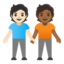 people holding hands: light skin tone, medium-dark skin tone