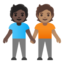 people holding hands: dark skin tone, medium skin tone