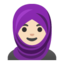 woman with headscarf: light skin tone