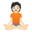 person in lotus position: light skin tone