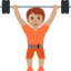 person lifting weights: medium skin tone