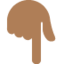 backhand index pointing down: medium-dark skin tone