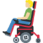 man in motorized wheelchair: medium-light skin tone