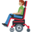 man in motorized wheelchair: medium skin tone