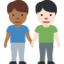 men holding hands: medium-dark skin tone, light skin tone