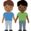 men holding hands: medium-dark skin tone, dark skin tone