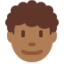 man: medium-dark skin tone, curly hair