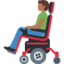 man in motorized wheelchair: medium-dark skin tone