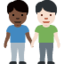 men holding hands: dark skin tone, light skin tone