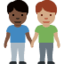 men holding hands: dark skin tone, medium skin tone