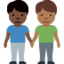 men holding hands: dark skin tone, medium-dark skin tone