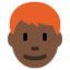 man: dark skin tone, red hair