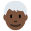 man: dark skin tone, white hair