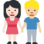 woman and man holding hands: light skin tone, medium-light skin tone