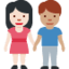 woman and man holding hands: light skin tone, medium skin tone