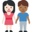 woman and man holding hands: light skin tone, medium-dark skin tone