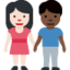 woman and man holding hands: light skin tone, dark skin tone