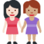 women holding hands: light skin tone, medium skin tone