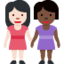 women holding hands: light skin tone, dark skin tone