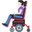 woman in motorized wheelchair: light skin tone