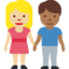 woman and man holding hands: medium-light skin tone, medium-dark skin tone