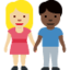 woman and man holding hands: medium-light skin tone, dark skin tone