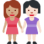 women holding hands: medium skin tone, light skin tone