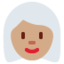 woman: medium skin tone, white hair