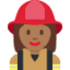 woman firefighter: medium-dark skin tone