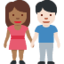 woman and man holding hands: medium-dark skin tone, light skin tone