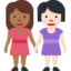 women holding hands: medium-dark skin tone, light skin tone